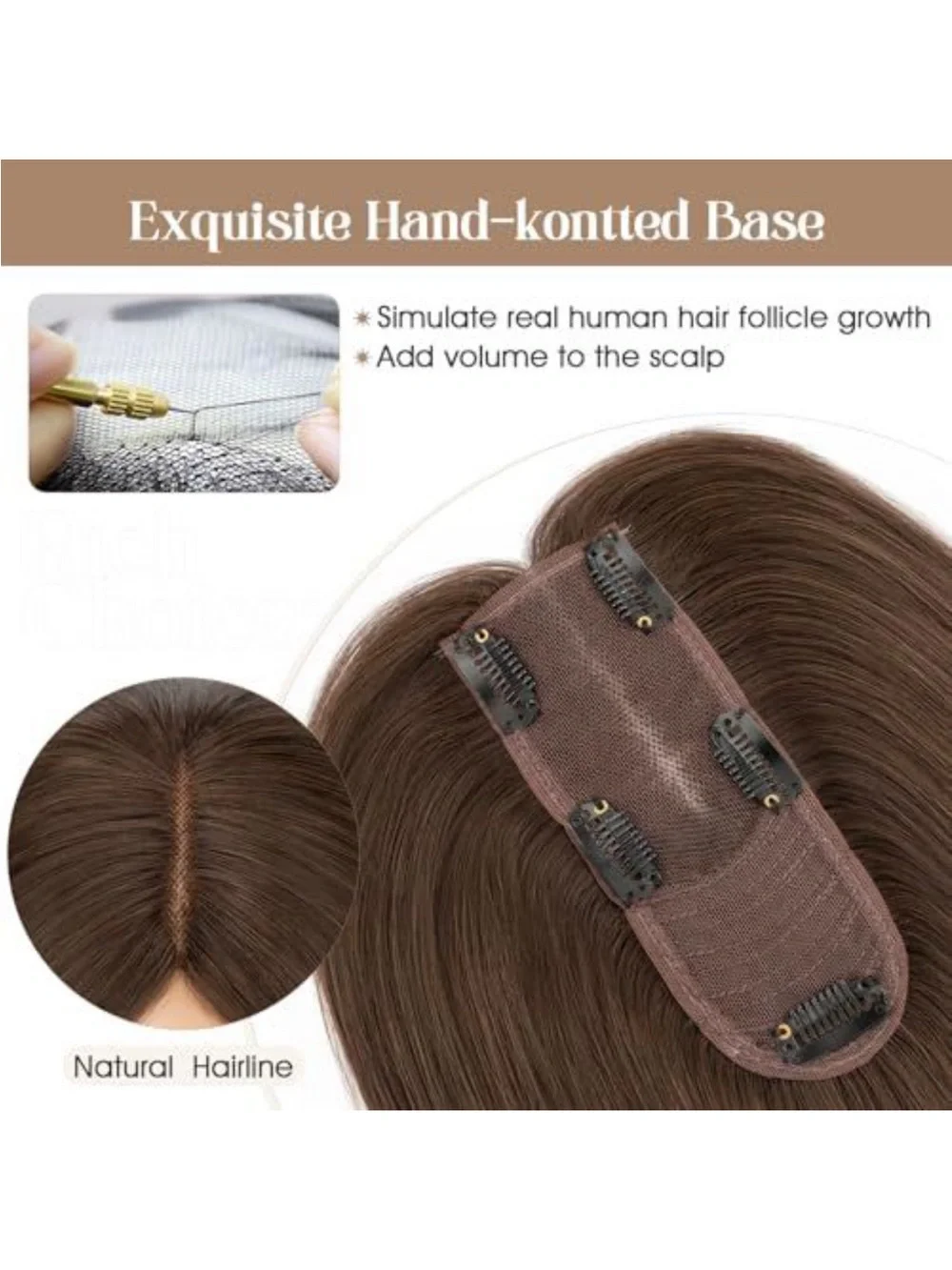Brown Clip-In Topper for Volume and Coverage - Women Hair